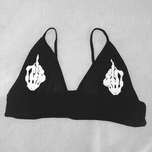 Black Bralette Featuring Embroidered Skeletal Hands, Perf Bundle-Deal Available!